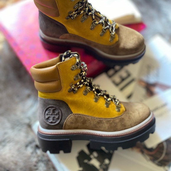 Tory Burch Miller Leather Lace-Up Hiking Boots - Picture 11 of 12